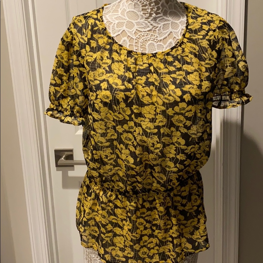 Women’s Black/Yellow Peplum Blouse